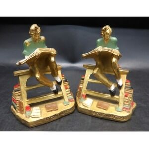 Vintage‎ Metal Bookends Book Worm Reading Man MCM Painted Library Decor **Read**